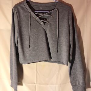 🌬Gray Long Sleeve Crop Top